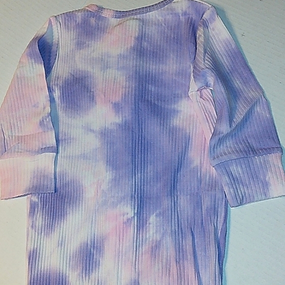 NWT Beautiful Girls Pink/Purple Ribbed Tie-dye Long Sleeve Button Down Romper - Picture 4 of 9